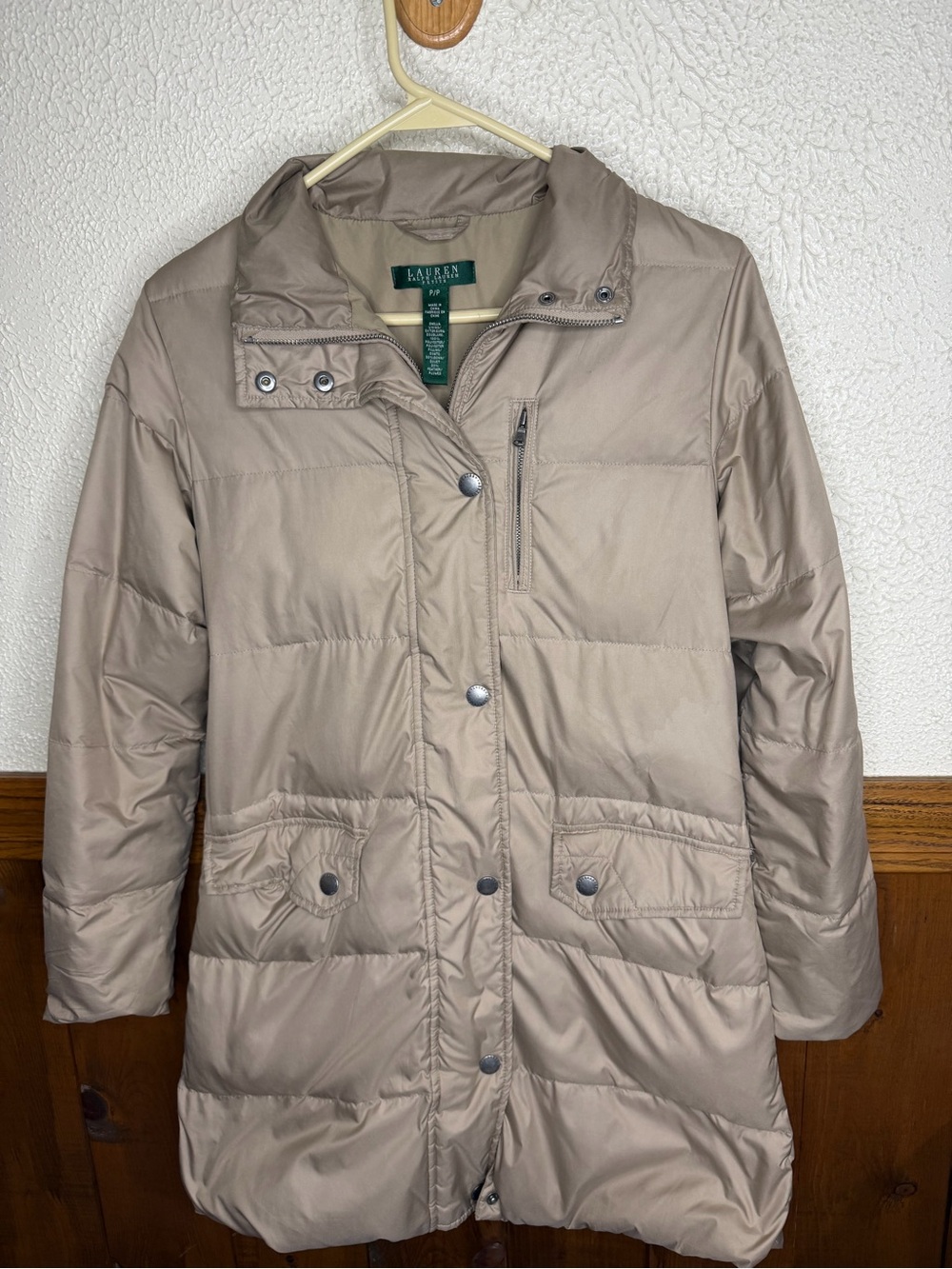 Ralph Lauren Taupe Long Puffer Coat - Women's